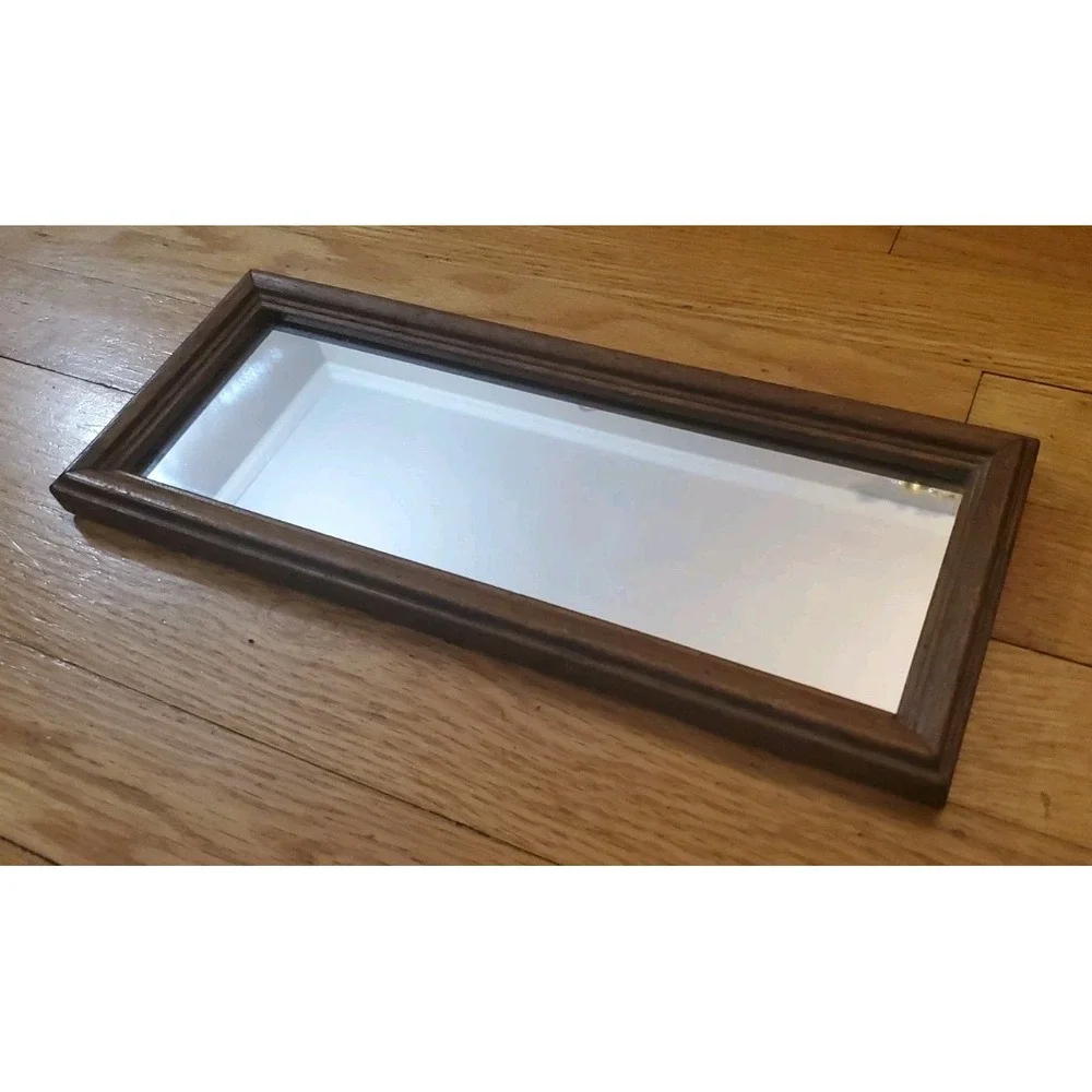 Vintage Wood Rectangle Mirror Cottagecore